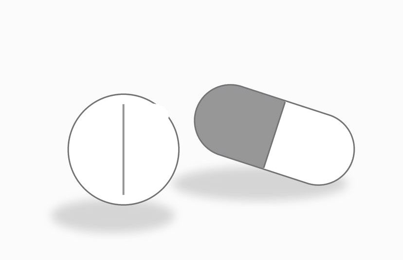 Two oral hair-loss pills — a capsule and a tablet